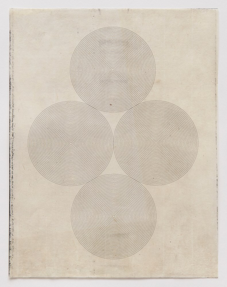 Marsha Cottrell Untitled (Concentric), 2022 Laser toner on paper, unique Framed Dimensions: 16 7/8 x 14 3/8 x 1 3/8 inches 42.9 x 36.5 x 3.5 cm Paper Dimensions: 11 x 8 1/2 inches 27.9 x 21.6 cm