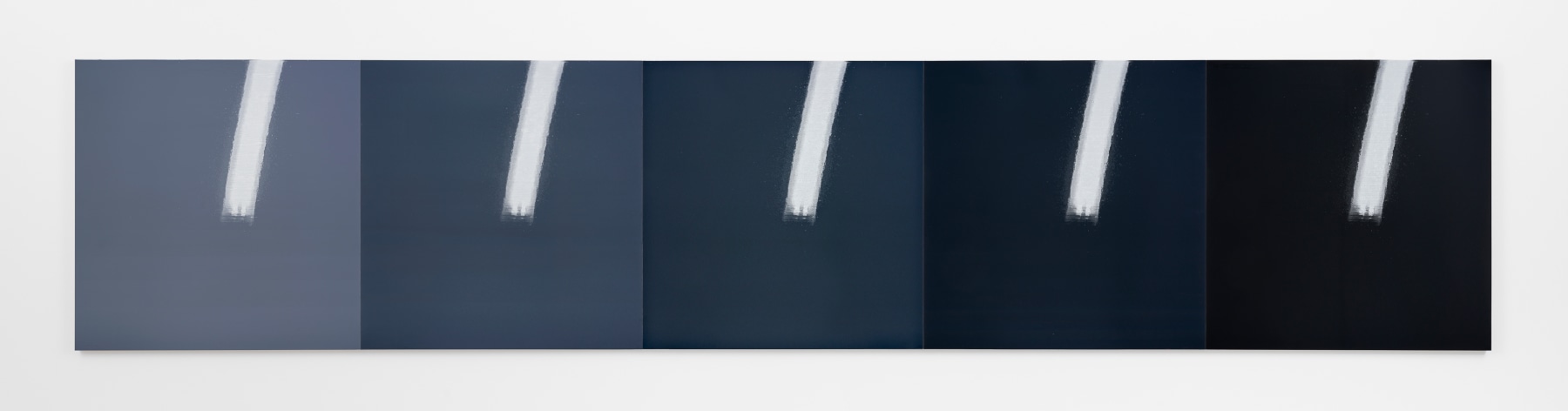 Kate Shepherd Kodak, Bolts, Giraffe Horns, 2018 Screen printed enamel and enamel on panel Five panels 41 x 42 inches each (104.1 x 106.7 cm) 41 x 210 inches overall (104.1 x 533.4 cm)