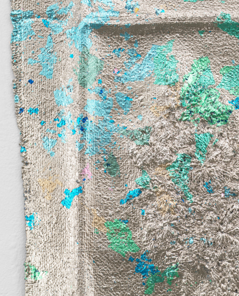 Jessie Henson Monument (c.p.), 2024 Unique Bronze with Caplain 20k gold leaf and Japanese silver leaf 9 1/2 x 8 x 1 inches 24.1 x 20.3 x 2.5 cm