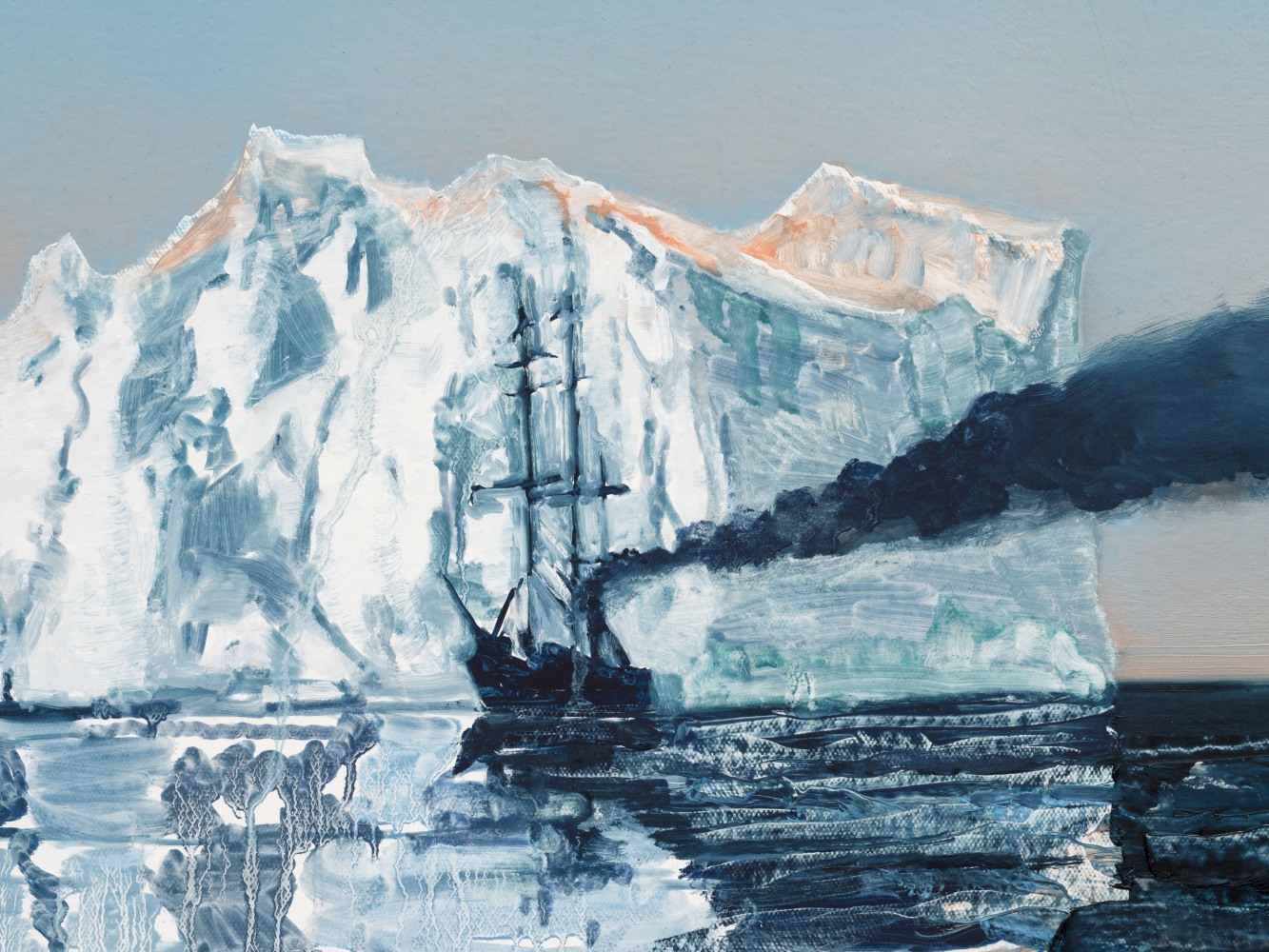 Rob Reynolds &quot;Painted Ship, Painted Sea (Panther)&quot;, 2019, Oil, alkyd and acrylic polymer paint on canvas in welded aluminum artist's frame, Framed Dimensions: 24 3/4 x 30 3/4 x 2 inches