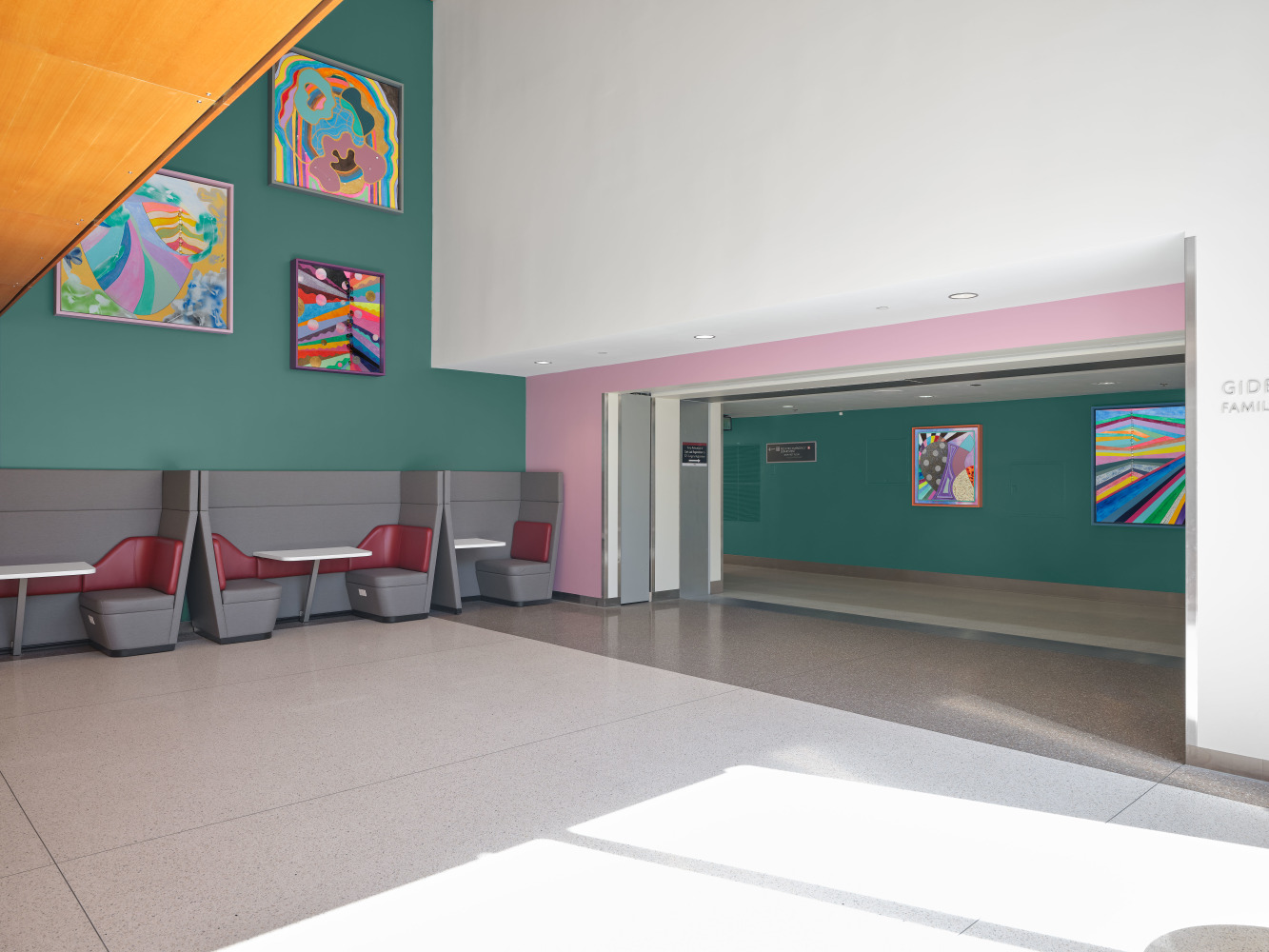 Sarah Cain It's like seeing a rainbow in the forest, 2023 Permanent commission at Stanford Health Care Center, Palo Alto, CA