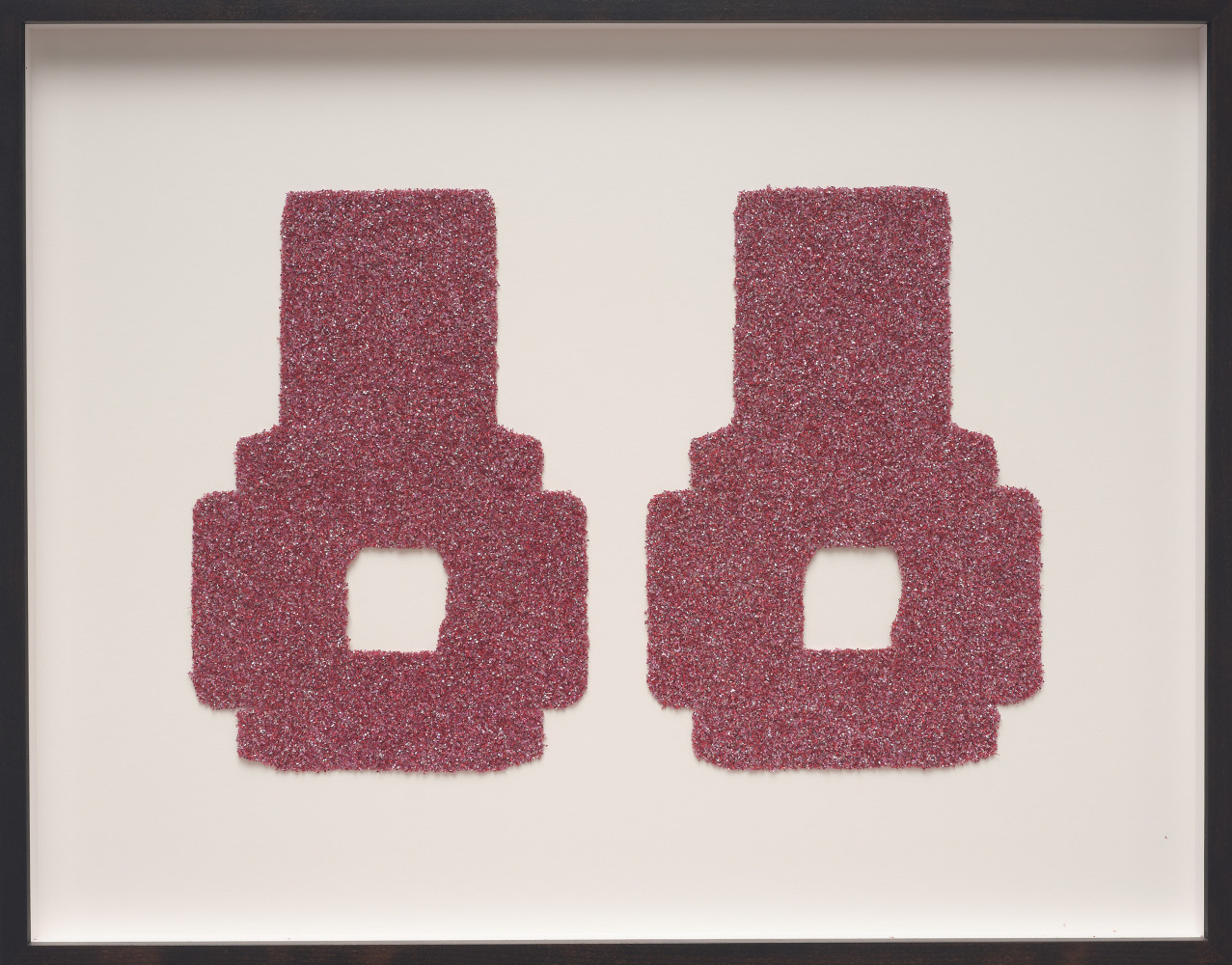 Tony Feher Gay Pair #1, 2003 Signed on verso Glitter and spray adhesive on unfolded boxes Diptych Framed Dimensions: 21 1/4 x 16 3/4 inches 42.5 x 54 cm
