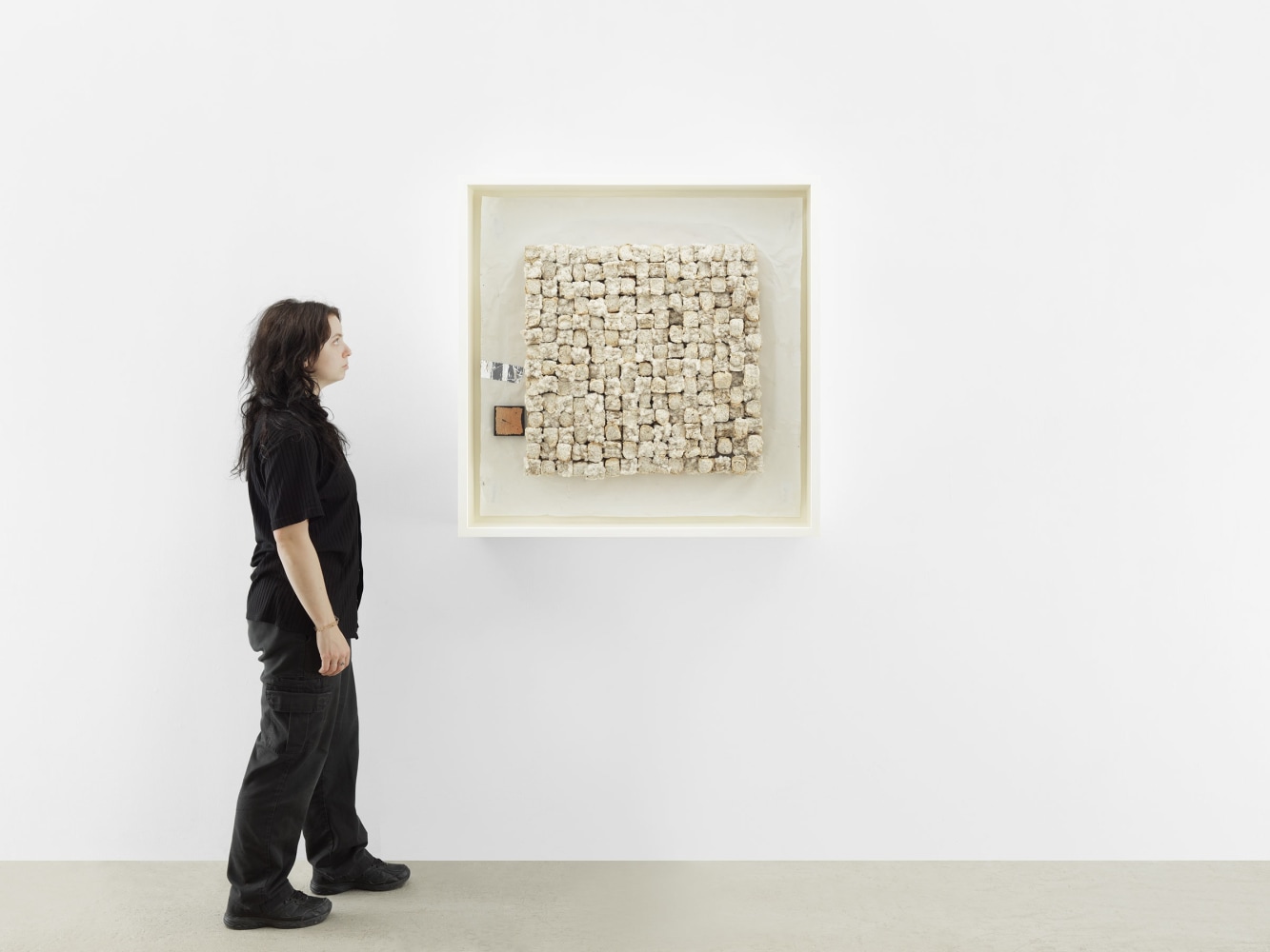 Leonardo Drew Number 120SD, 2022 Cotton, aluminum and wood on paper Framed Dimensions: 38 x 38 x 8 inches 96.5 x 96.5 x 20.3 cm