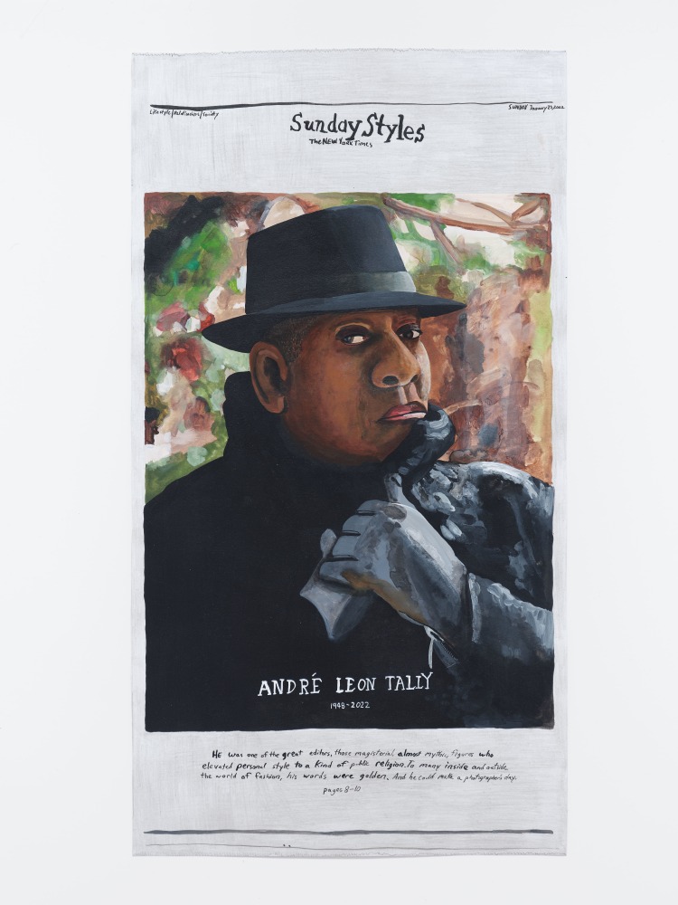 Libby Black Andre Leon Talley, 2021 Acrylic paint and pencil on paper 21 x 11 1/4 inches 53.3 x 28.6 cm