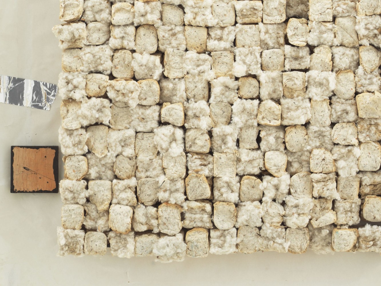 Leonardo Drew Number 120SD, 2022 Cotton, aluminum and wood on paper Framed Dimensions: 38 x 38 x 8 inches 96.5 x 96.5 x 20.3 cm