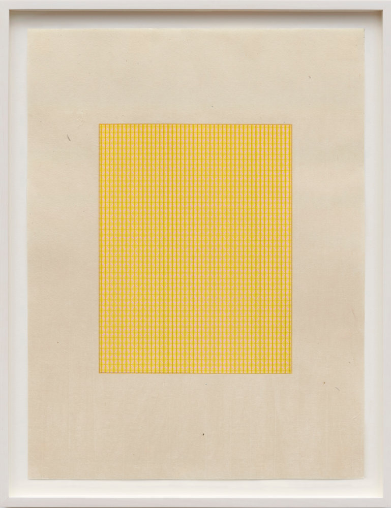 Marsha Cottrell Untitled (Yellow with layered grids), 2023 Archival pigment on digital ground on paper, unique Framed Dimensions: 22 3/8 x 17 3/8 x 1 3/8 inches 56.8 x 44.1 x 3.5 cm Paper Dimensions: 20 x 15 inches 50.8 x 38.1 cm