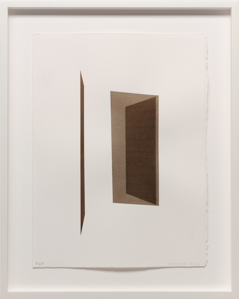 Kate Shepherd Brown, Open Door with Plane, #65, 2022 Watercolor on Arches paper Framed Dimensions: 18 7/8 x 15 1/8 x 1 1/2 inches 47.9 x 38.4 x 3.8 cm