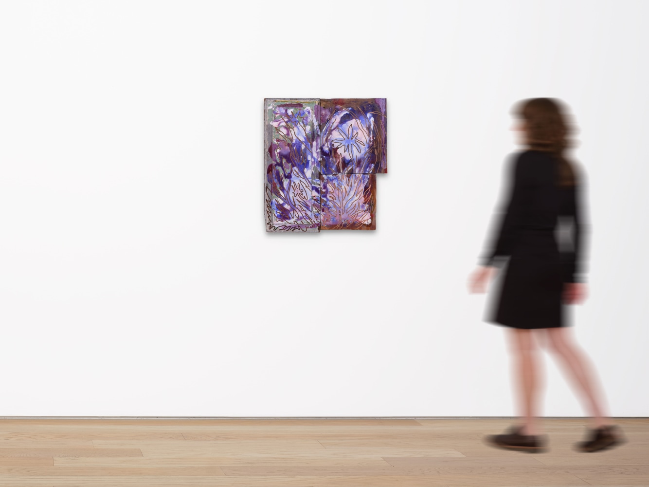 Saif Azzuz sometimes all you can do is believe, 2022 Acrylic, shellac, house paint cabinet door and plywood 26 1/2 x 24 x 2 1/2 inches 67.3 x 61 x 6.3 cm