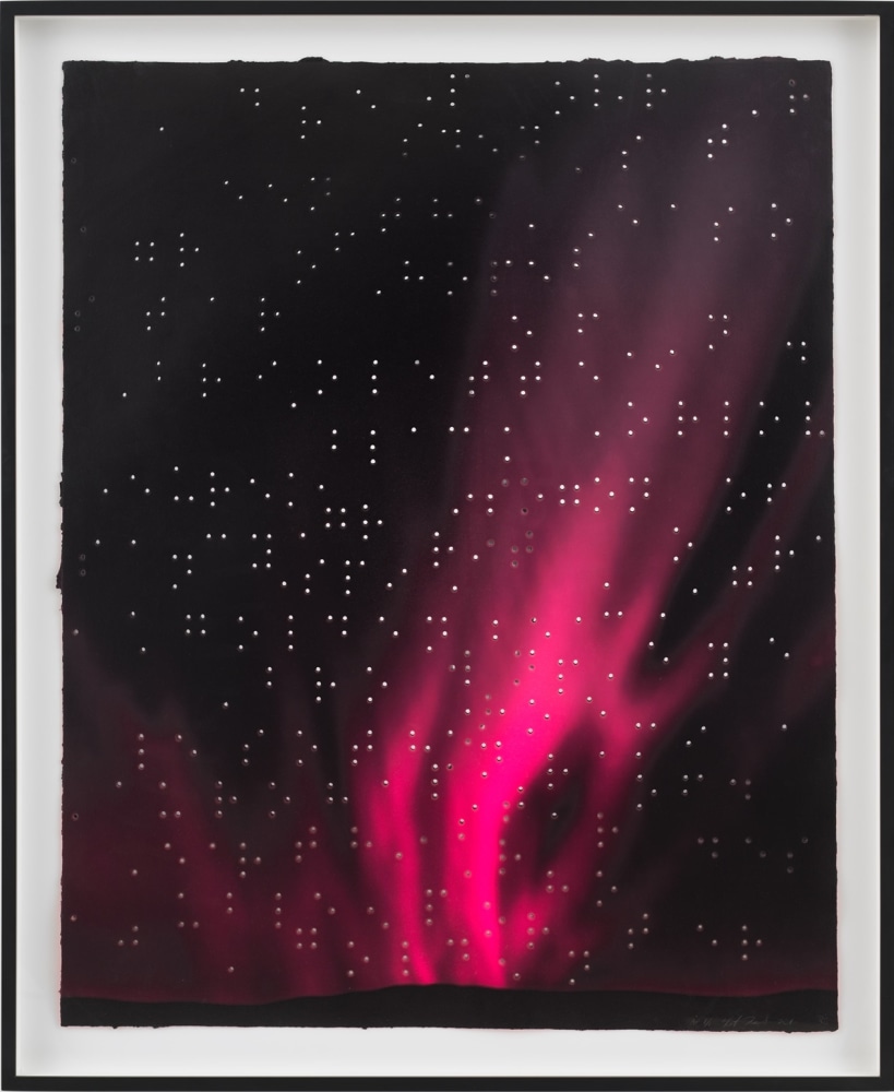 Teresita Fernández Night Writing (Beau Sancy), 2011 Colored and shaped paper pulp with inkjet assembled with mirror Framed Dimensions: 56 x 46 inches 142.2 x 116.8 cm Edition 1 of 1, with 1 AP