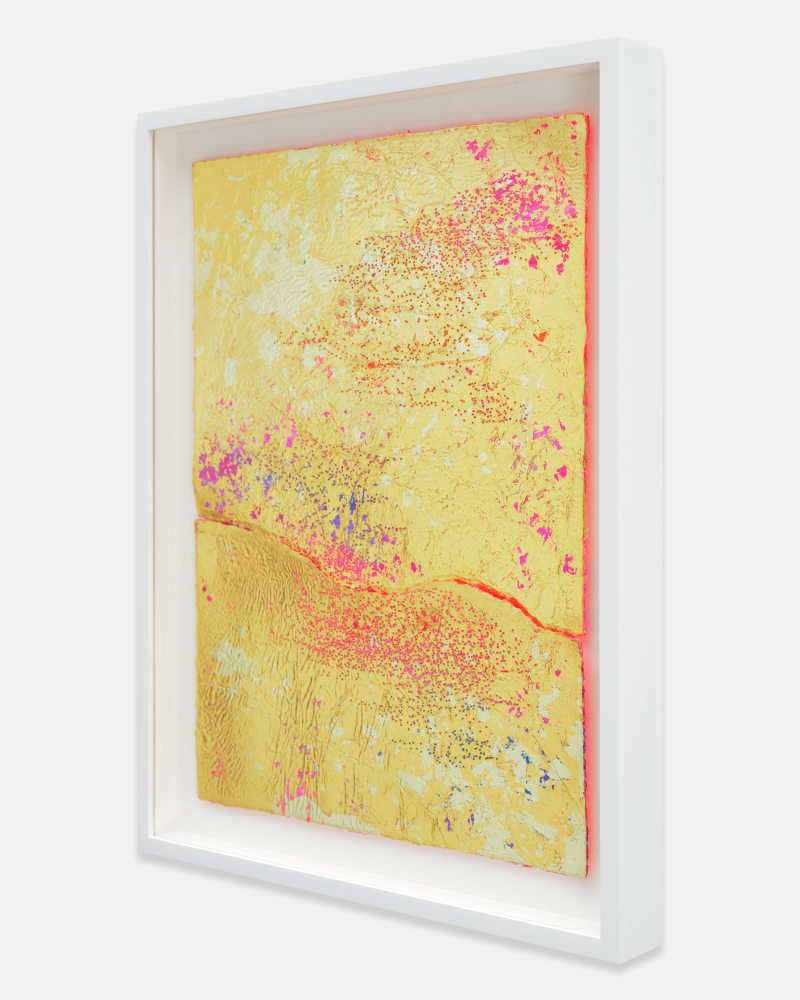 Jessie Henson Untitled, 2023 18 and 24K gold with Beva and acrylic gouache on paper in 2 part Framed Dimensions: 17 5/8 x 13 3/8 x 1 5/8 inches 44.8 x 34 x 4.1 cm Paper Dimensions: 15 1/4 x 11 inches 38.7 x 27.9 cm