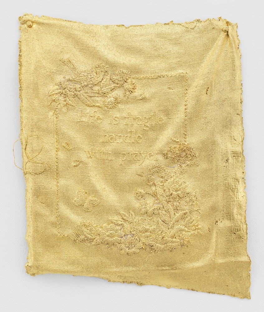 Jessie Henson Monument (prayer), 2024 Unique Bronze with 23.75k gold leaf 18 1/2 x 14 3/4 x 1 inches 47 x 37.5 x 2.5 cm