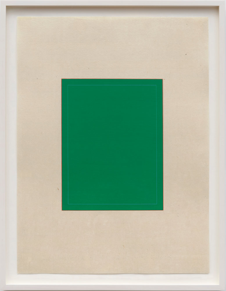 Marsha Cottrell Untitled (Green with inset border), 2023 Archival pigment on digital ground on paper, unique Framed Dimensions: 22 3/8 x 17 3/8 x 1 3/8 inches 56.8 x 44.1 x 3.5 cm Paper Dimensions: 20 x 15 inches 50.8 x 38.1 cm