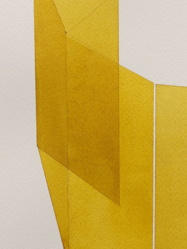 Kate Shepherd Yellow, Folding Wall Curling, #73, 2022 Watercolor on Arches paper Framed Dimensions: 18 7/8 x 15 1/8 x 1 1/2 inches 47.9 x 38.4 x 3.8 cm