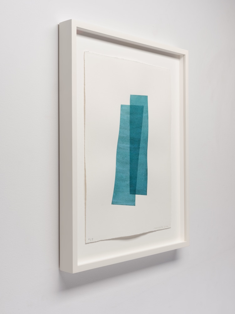 Kate Shepherd Turquoise, Leaning Planks, #59, 2022 Watercolor on Arches paper Framed Dimensions: 18 7/8 x 15 1/8 x 1 1/2 inches 47.9 x 38.4 x 3.8 cm