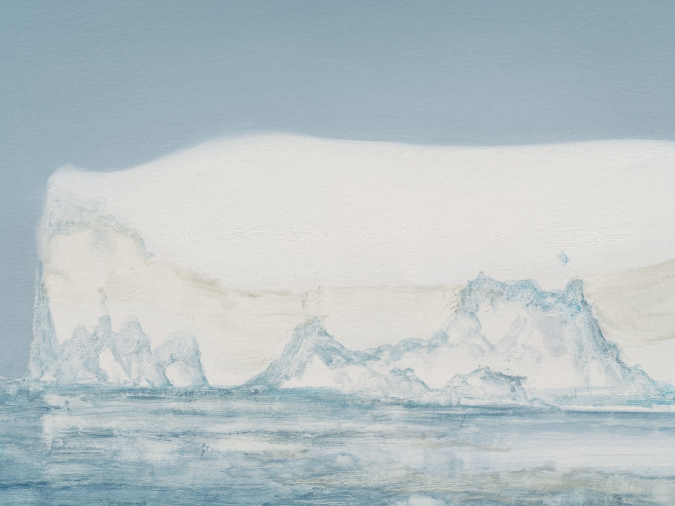 Rob Reynolds &quot;Iceberg (Jakobshavn Isbrae 69.1667° N, 49.9167° W Greenland, 21 July, 2019, 5:00 AM)&quot;, 2021, Oil, alkyd and acrylic polymer paint on canvas in welded aluminum artist's frame, Framed Dimensions: 24 x 30 inches