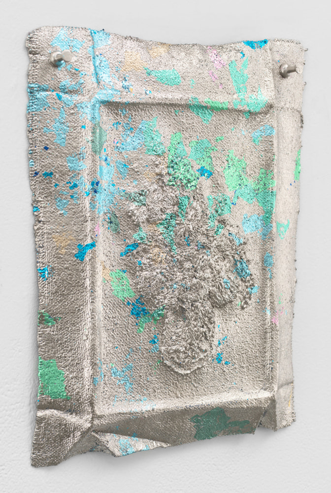 Jessie Henson Monument (c.p.), 2024 Unique Bronze with Caplain 20k gold leaf and Japanese silver leaf 9 1/2 x 8 x 1 inches 24.1 x 20.3 x 2.5 cm