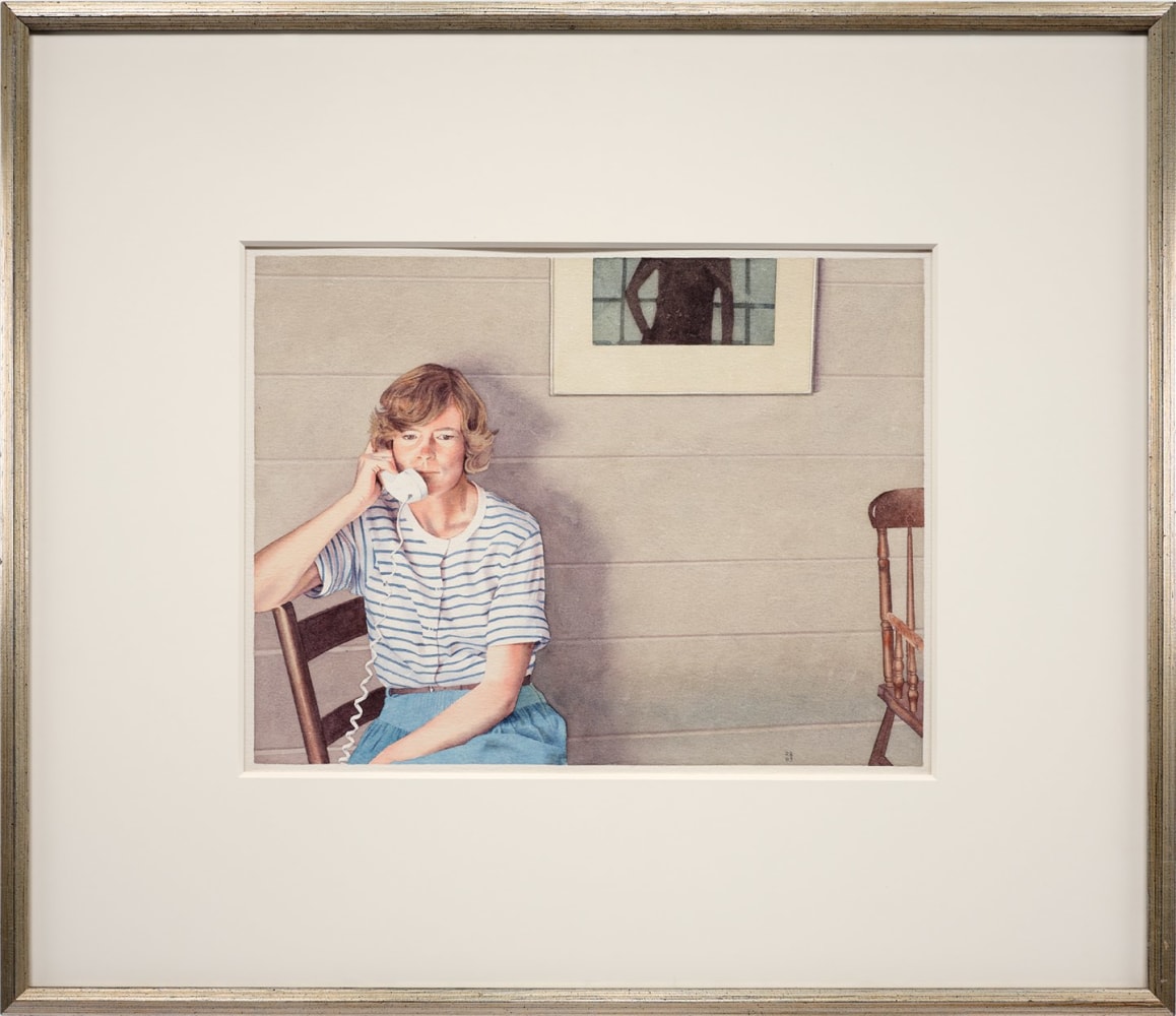 R​obert Bechtle Wellfleet Phone Call, 1983 Watercolor on paper Framed Dimensions: 27 1/4 x 31 1/2 x 2 inches 69.2 x 80 x 5.1 cm