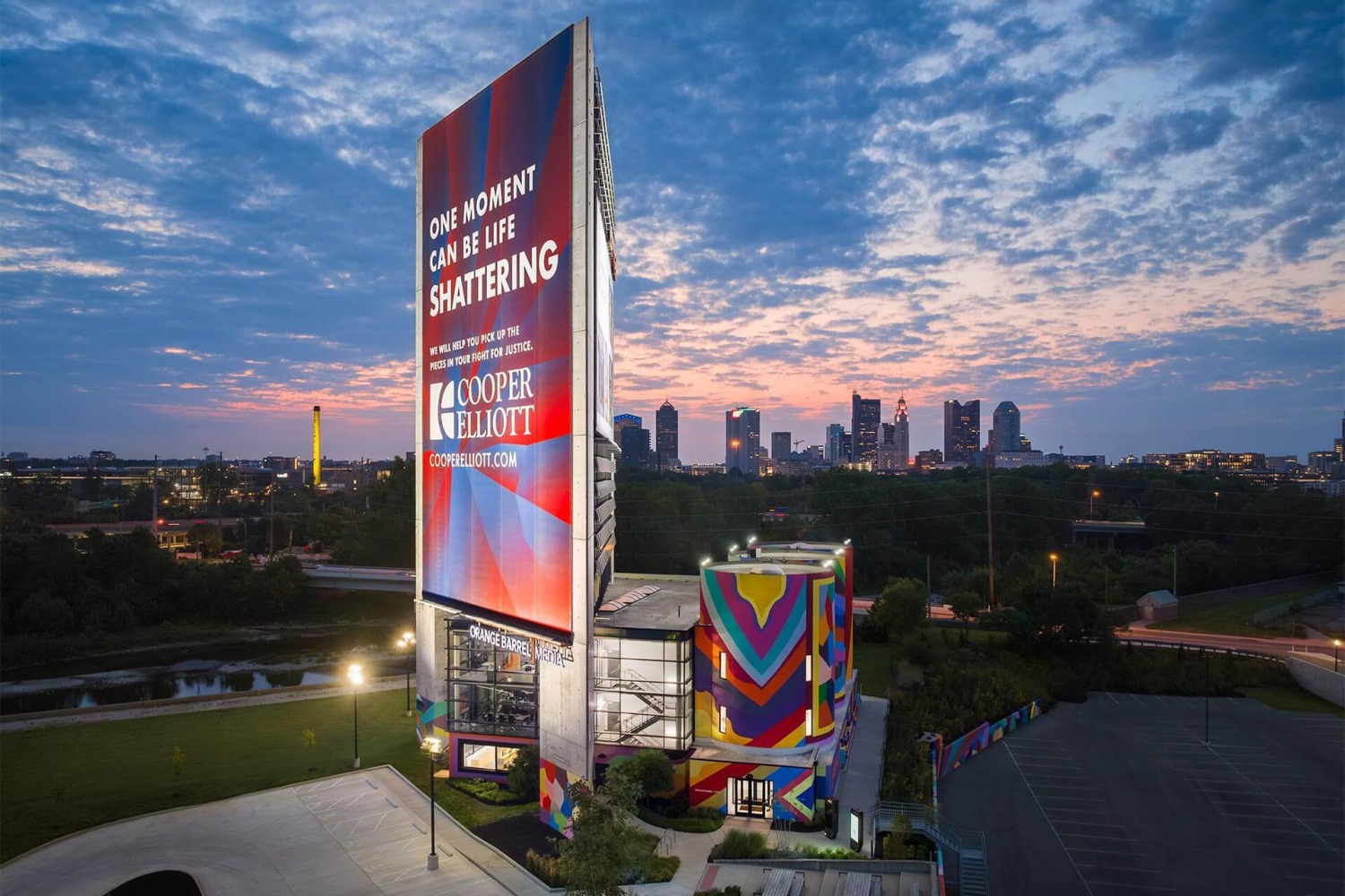 Sarah Cain This is the thing they call life, 2023 permanent installation at Orange Barrel Media,Columbus, OH