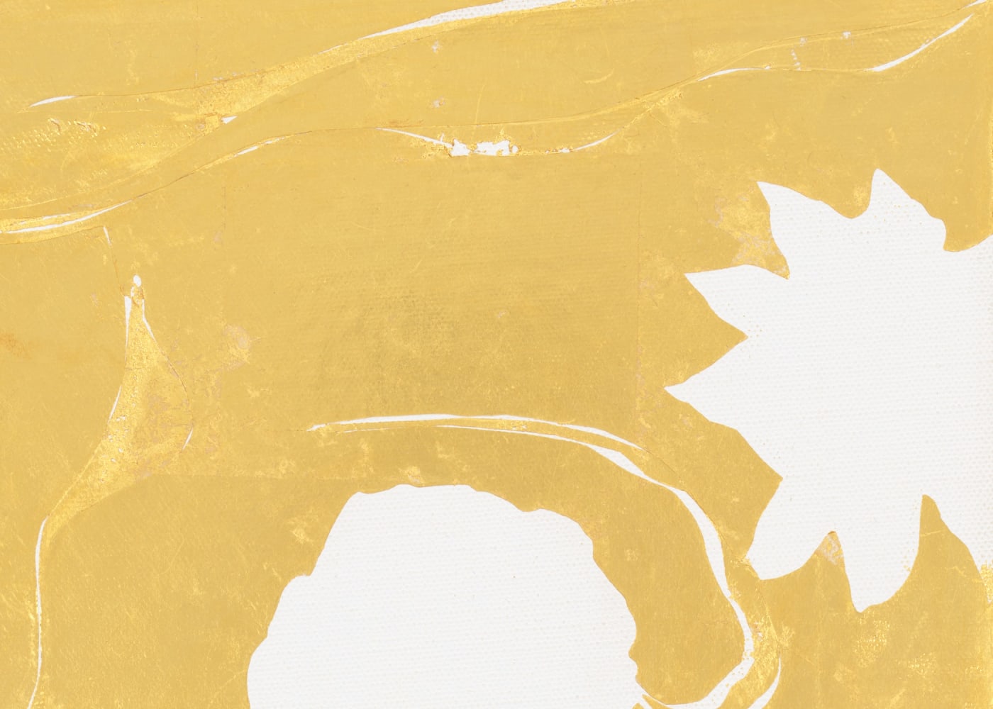 Jim Hodges untitled, 2004 signed on verso Gold leaf on canvas Framed Dimensions: 13 1/2 x 13 1/2 x 1 3/4 inches 34.3 x 34.3 x 4.4 cm