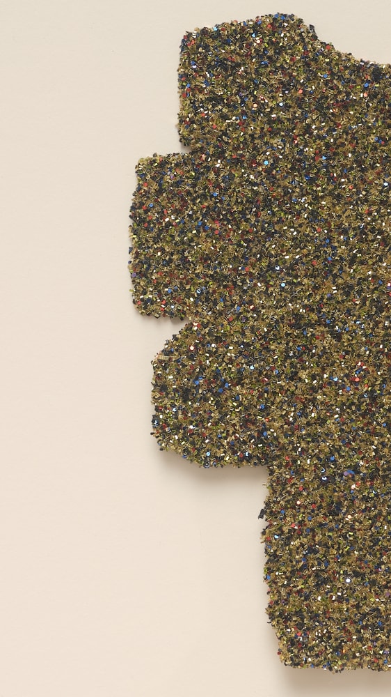 Tony Feher Golden Joy, 2012 Glitter and spray adhesive on unfolded box 6 1/2 x 5 1/4 inches 16.5 x 13.3 cm