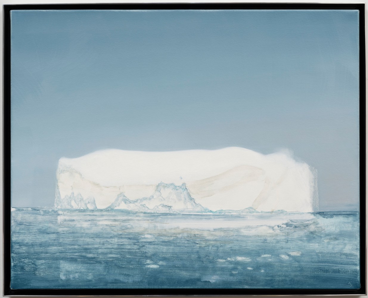Rob Reynolds &quot;Iceberg (Jakobshavn Isbrae 69.1667° N, 49.9167° W Greenland, 21 July, 2019, 5:00 AM)&quot;, 2021, Oil, alkyd and acrylic polymer paint on canvas in welded aluminum artist's frame, Framed Dimensions: 24 x 30 inches