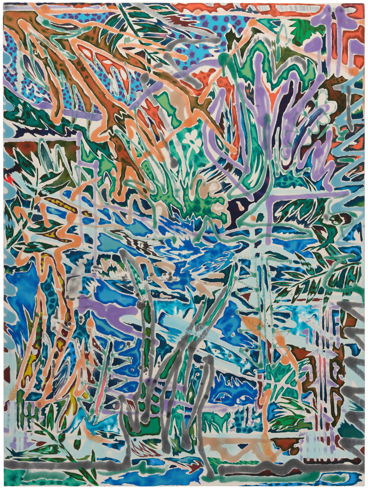 Saif Azzuz Na'awech, 2020 Signed and dated on verso Acrylic, dye, and enamel on canvas 60 x 45 inches 152.4 x 114.3 cm