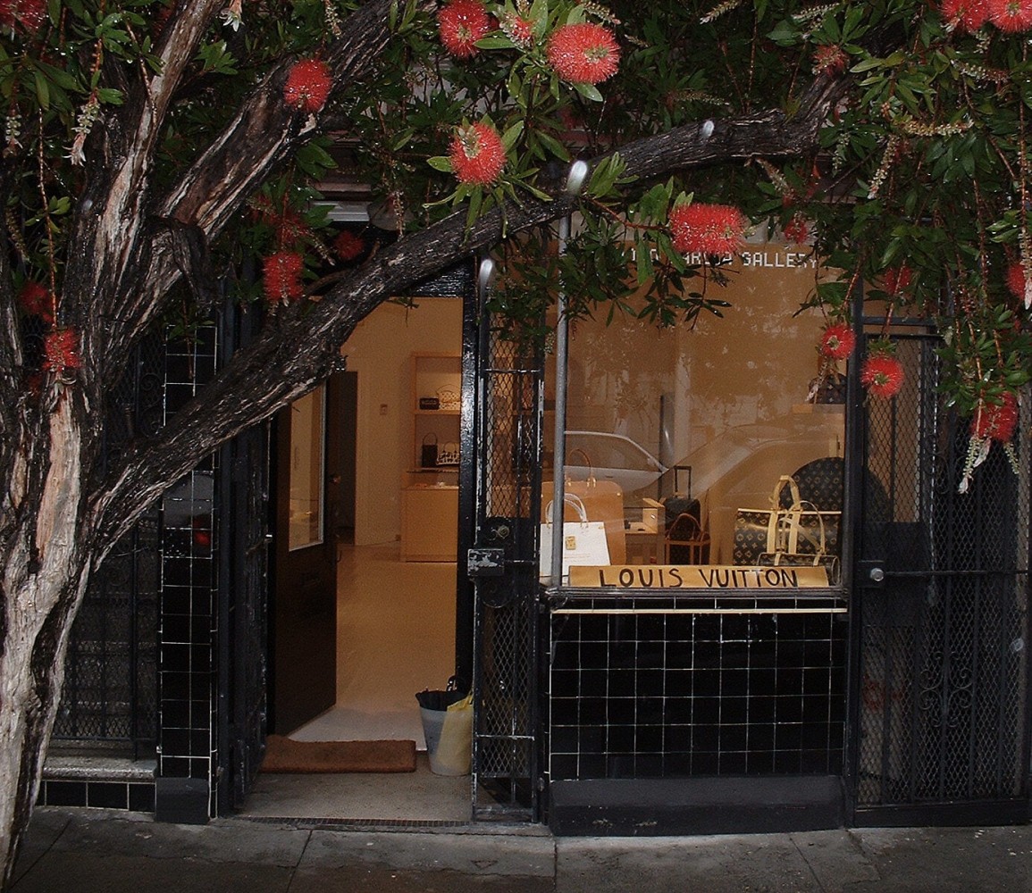 Libby Black Installation view from Luis Vuitton Store, 2003 Paper, acrylic, MDF, and glass Dimensions variable