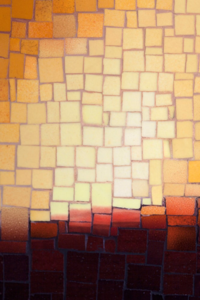 Teresita Fernández Fire (America) 1, 2016 Glazed ceramic In 3 parts 72 x 48 x 1 1/2 inches each (182.9 x 121.9 x 3.8 cm) 72 x 144 inches overall (182.8 x 365.7 x 3.8 cm)