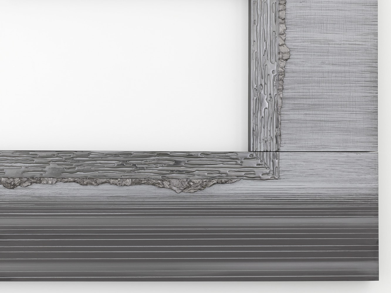 Teresita Fernández Nocturnal (Mirage), 2017 Solid graphite on wood panel 8 panels total 40 x 108 x 2 inches overall (101.6 x 274.3 x 5.1 cm)