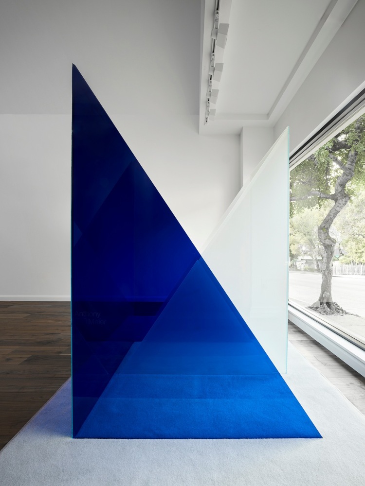 Larry Bell Mill Valley Study, 2023 Laminated glass Overall dimensions variable with installation Overall Dimensions: 72 x 48 x 72 inches (182.9 x 121.9 x 182.9 cm)