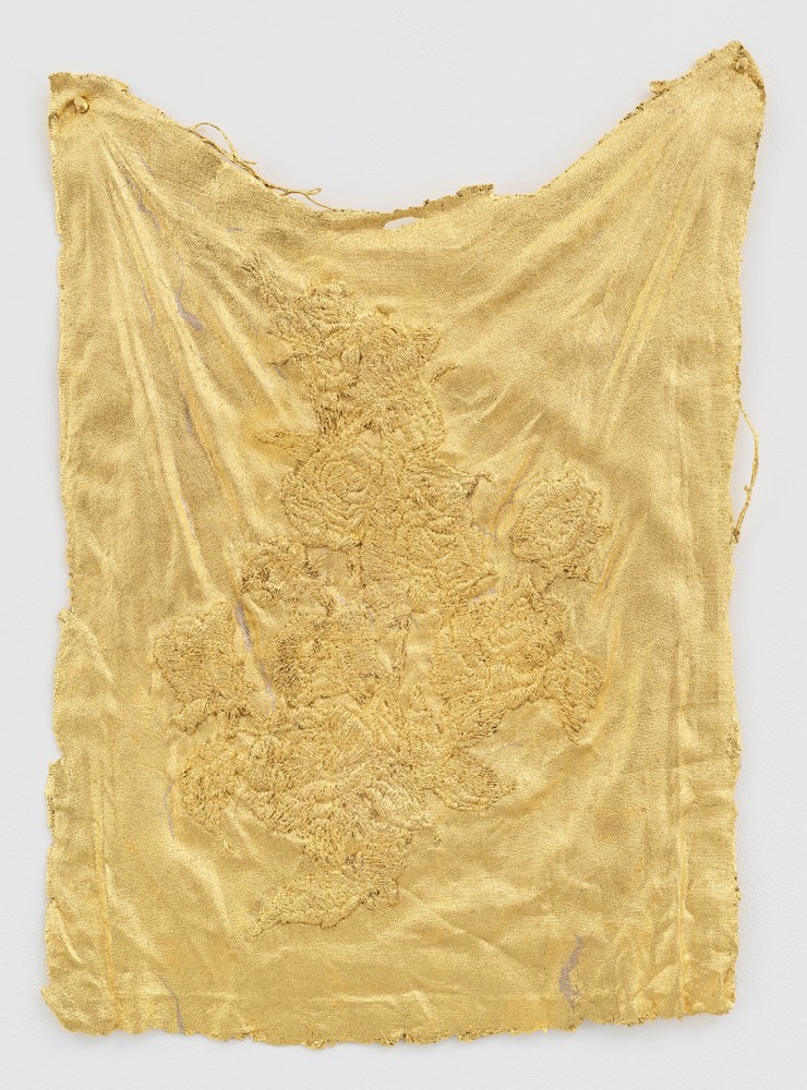 Jessie Henson Monument (rose), 2024 Unique Bronze with 22k and 23.75K gold leaf 27 3/4 x 19 1/2 x 1 1/4 inches 70.5 x 49.5 x 3.2 cm