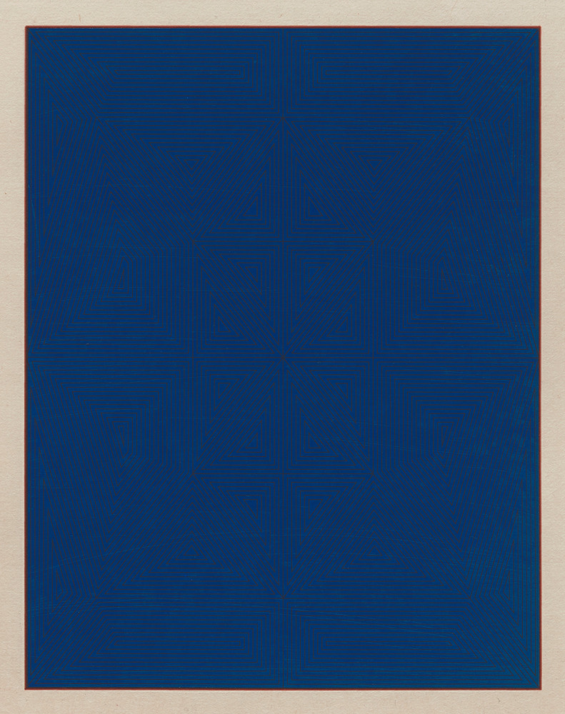 Marsha Cottrell Untitled (Blue with pattern), 2023 Archival pigment on digital ground on paper, unique Framed Dimensions: 22 3/8 x 17 3/8 x 1 3/8 inches 56.8 x 44.1 x 3.5 cm Paper Dimensions: 20 x 15 inches 50.8 x 38.1 cm