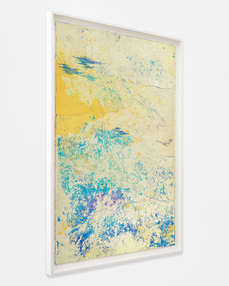 Jessie Henson Repair (Transparent), 2023 12, 16, 18 and 24K gold with Beva, acrylic gouache, and polyester thread on paper in 3 parts Framed Dimensions: 63 7/8 x 45 1/2 x 2 3/8 inches 162.1 x 115.4 x 6 cm Paper Dimensions: 60 x 41 inches 152.4 x 104.1 cm