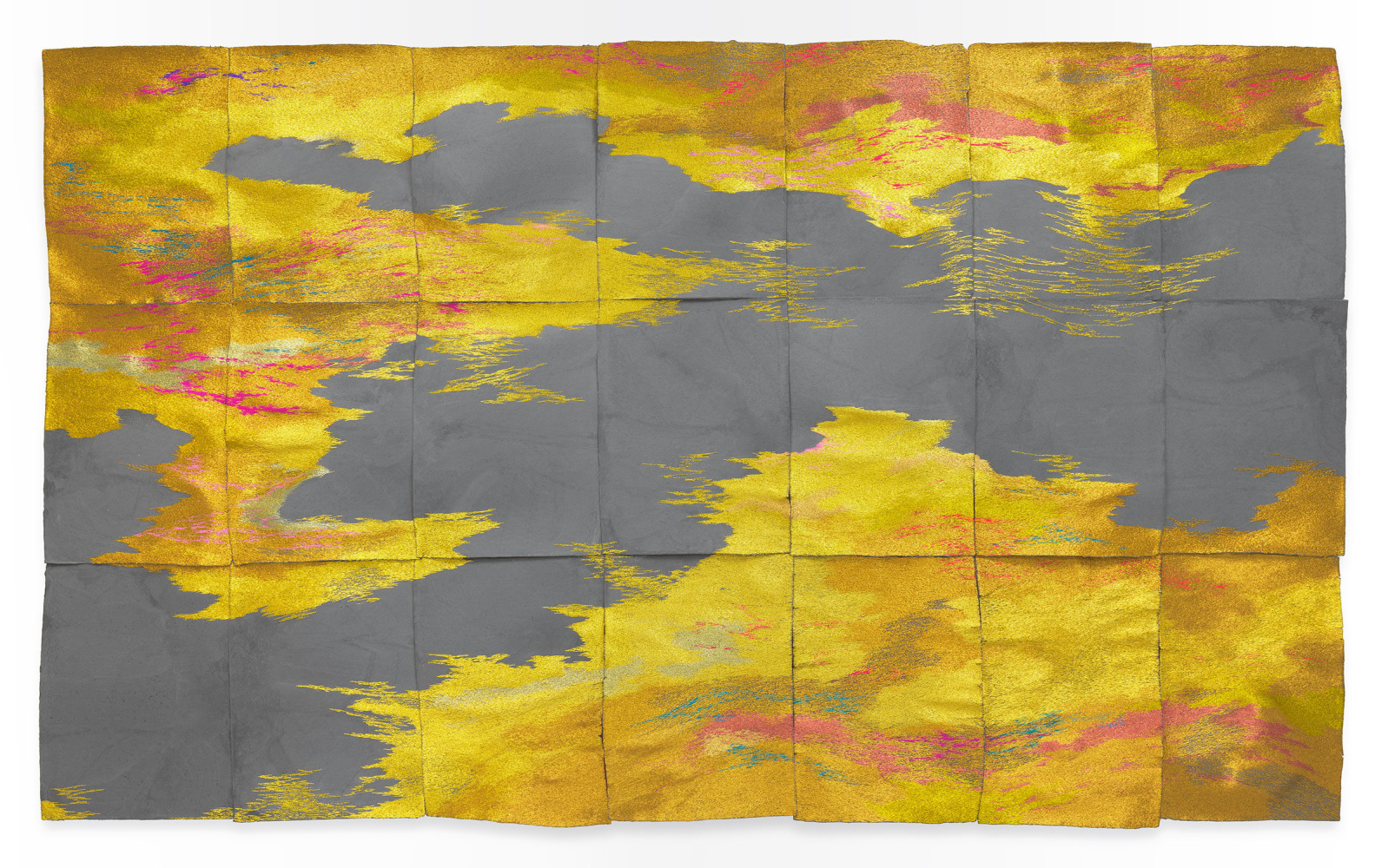 J​essie Henson The Extremes are Distant, 2022 Polyester and rayon thread on paper 72 x 120 inches 182.9 x 304.8 cm