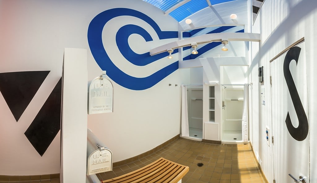 Barbara Stauffacher Solomon Supergraphics at Moonraker Recreational Center, Sea Ranch, 1965