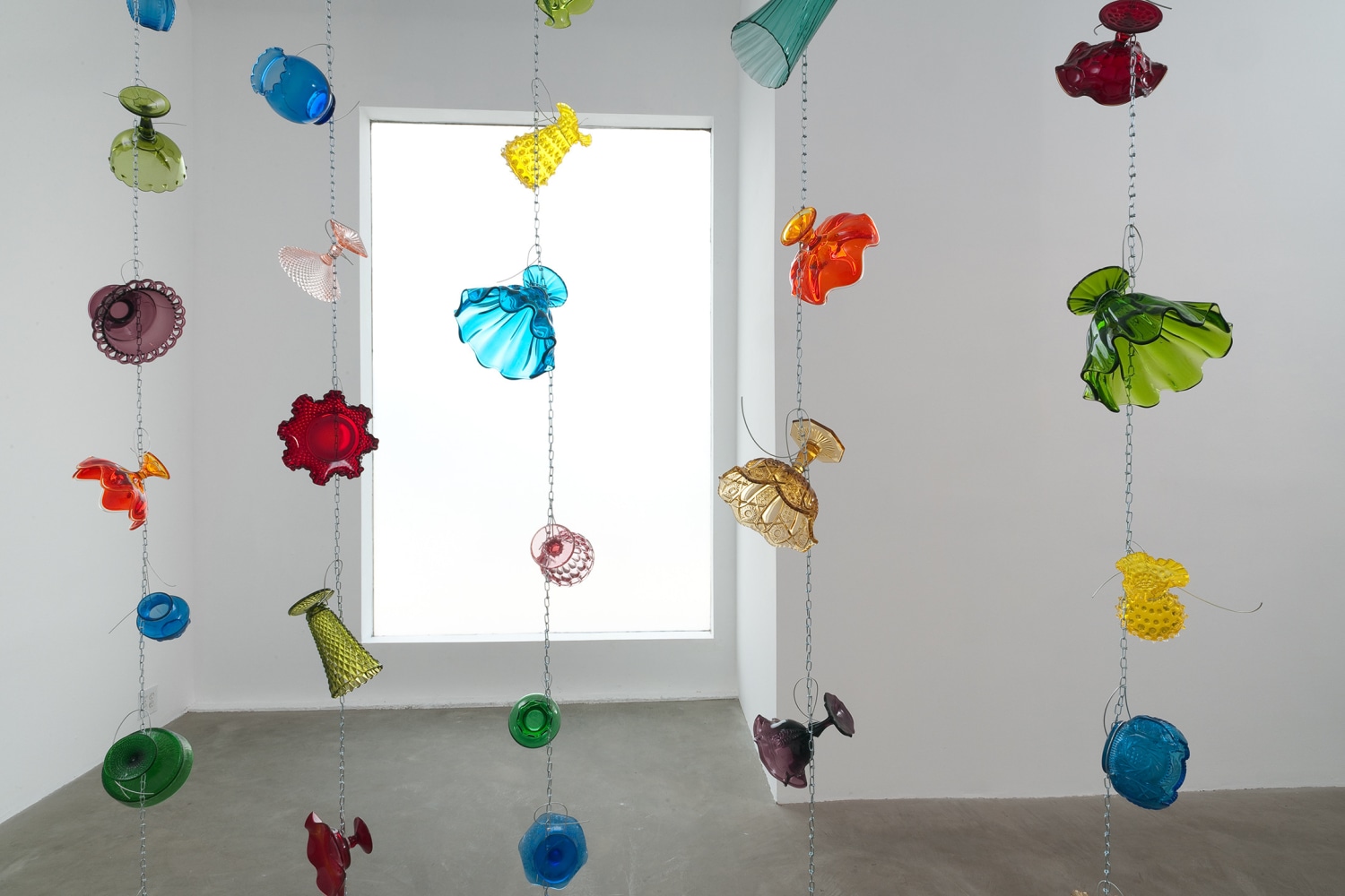 Tony Feher GMP, 2012 Glass galvanized steel wire and chrome-plated steel chain Dimensions vary with installation Approximately 144 x 144 x 12 inches (365.8 x 365.8 x 30.5 cm)