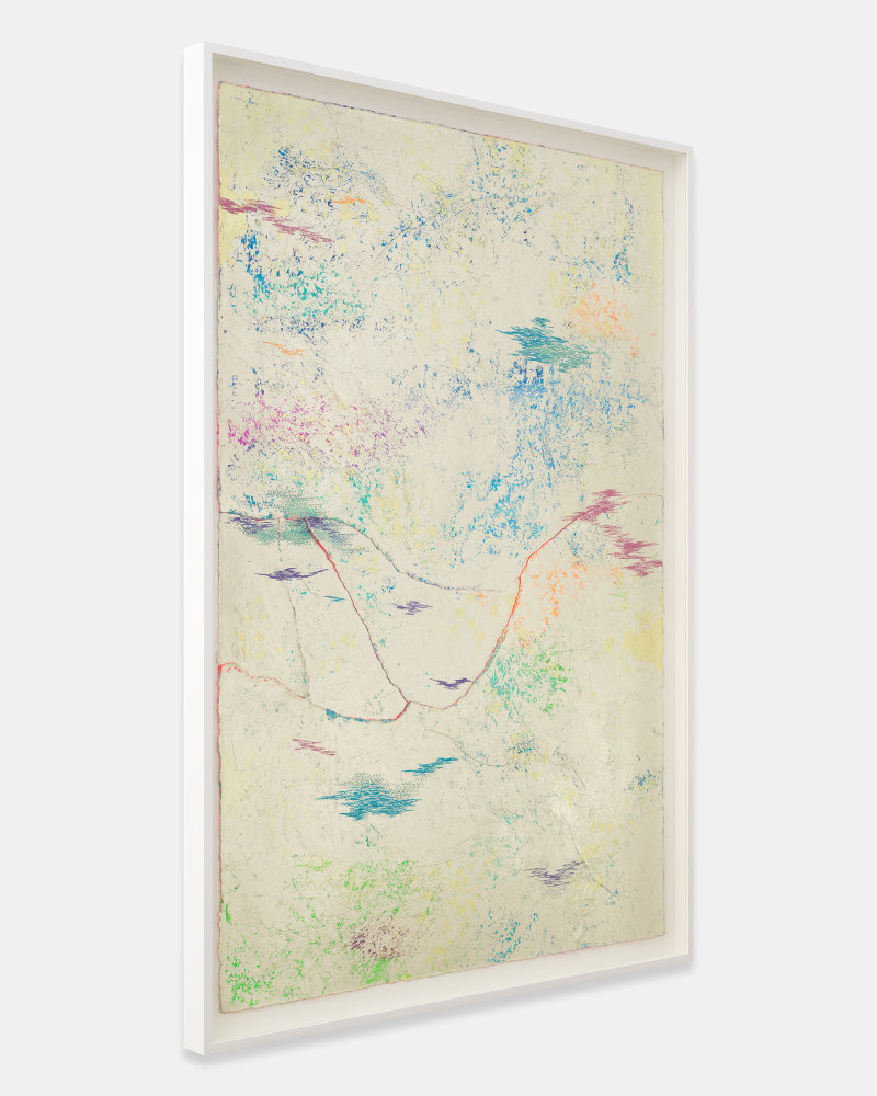 Jessie Henson Repair (Dust), 2023 12, 16, and 18k gold with Beva, acrylic gouache, and polyester thread on paper in 5 parts Framed Dimensions: 63 7/8 x 45 1/2 x 2 3/8 inches 162.1 x 115.4 x 6 cm Paper Dimensions: 60 x 41 inches 152.4 x 104.1 cm