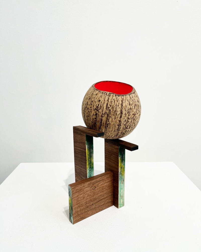 Conrad Guevara Coco Beacon, 2023 Coconut, acrylic, walnut, plywood, steel and copper 18 x 7 x 6 inches 45.7 x 17.8 x 15.2 cm