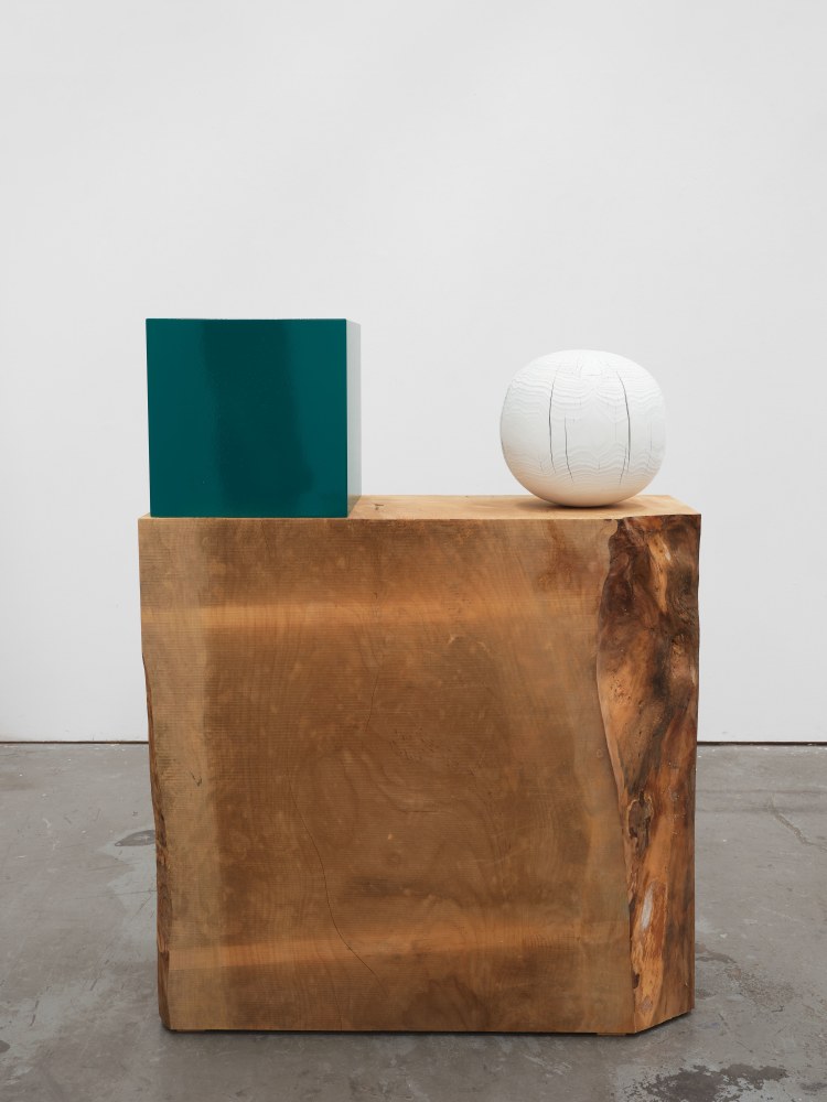 Jesse Schlesinger Untitled (new ways of thinking about all of it), 2023 Deodar Cedar, acrylic paint on Redwood (salvaged), enamel paint and fiberboard 53 1/2 x 41 1/2 x 16 inches 135.9 x 105.4 x 40.6 cm