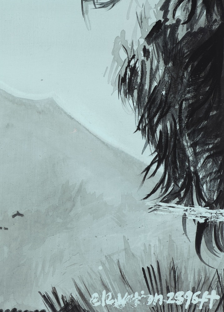 Caragh Thuring Being Mountain, 2024 Acrylic gesso, pigment, sumi ink, and gouache on linen 17 3/4 x 23 5/8 inches 45 x 60 cm