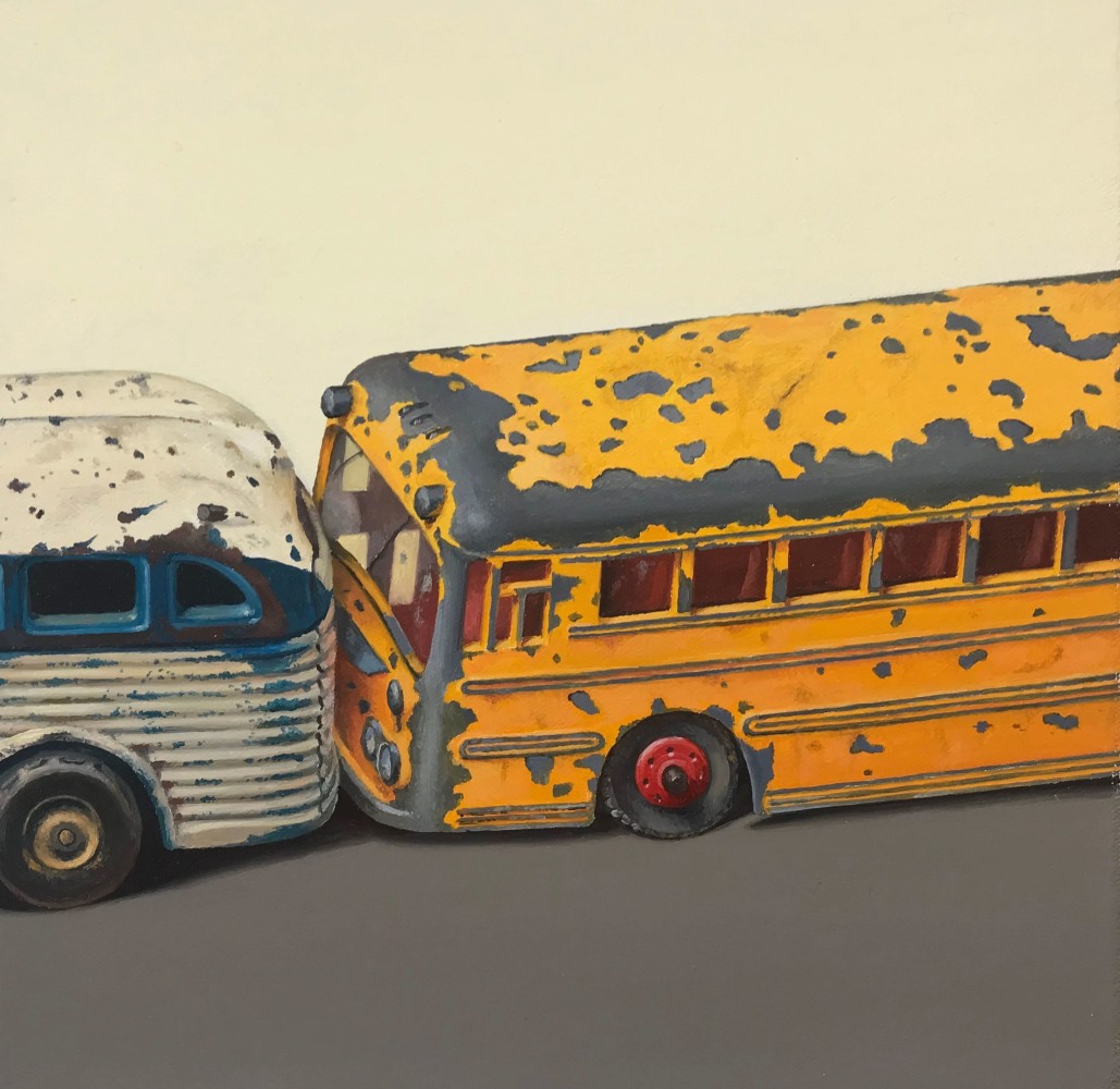 Jeremy Dickinson Schoolbus, 2021 Oil on canvas 8 1/4 x 8 1/4 inches 21 x 21 cm