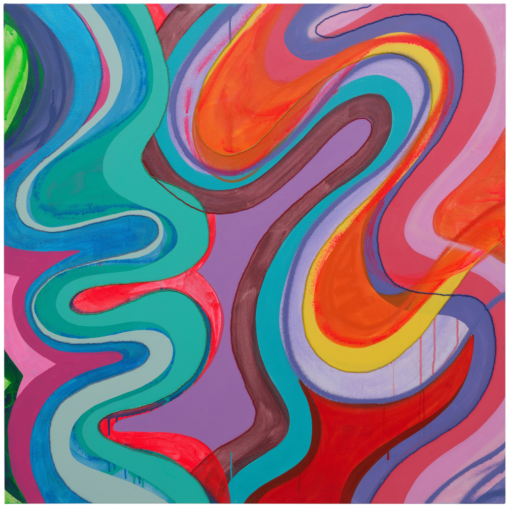 Sarah Cain
interwoven, 2024
Acrylic, beads, thread, UV seal and water based spray paint on canvas
44 x 44 x 2 inches
111.8 x 111.8 x 5.1 cm