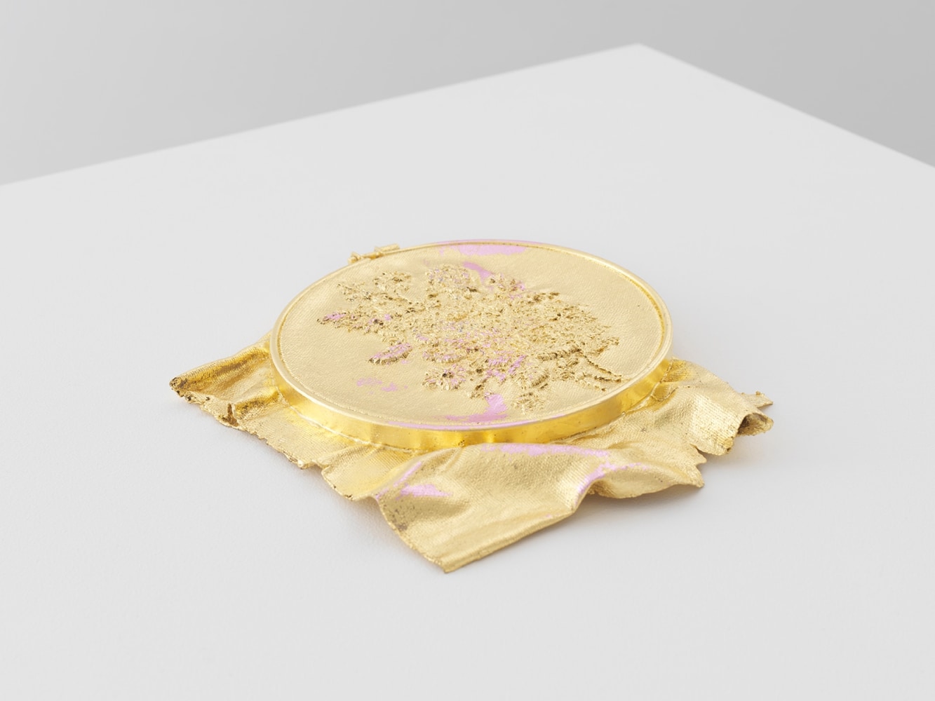 Jessie Henson Monument (hold), 2024 Unique Bronze with 23.75k gold leaf and Japanese silver leaf 8 1/2 x 8 x 1 inches 21.6 x 20.3 x 2.5 cm