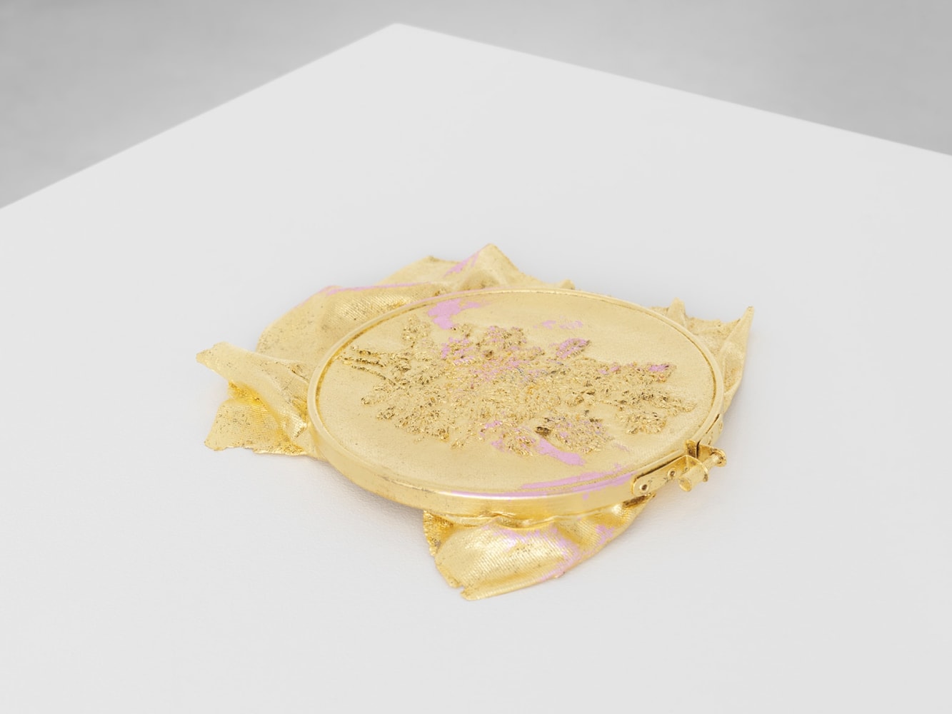 Jessie Henson Monument (hold), 2024 Unique Bronze with 23.75k gold leaf and Japanese silver leaf 8 1/2 x 8 x 1 inches 21.6 x 20.3 x 2.5 cm