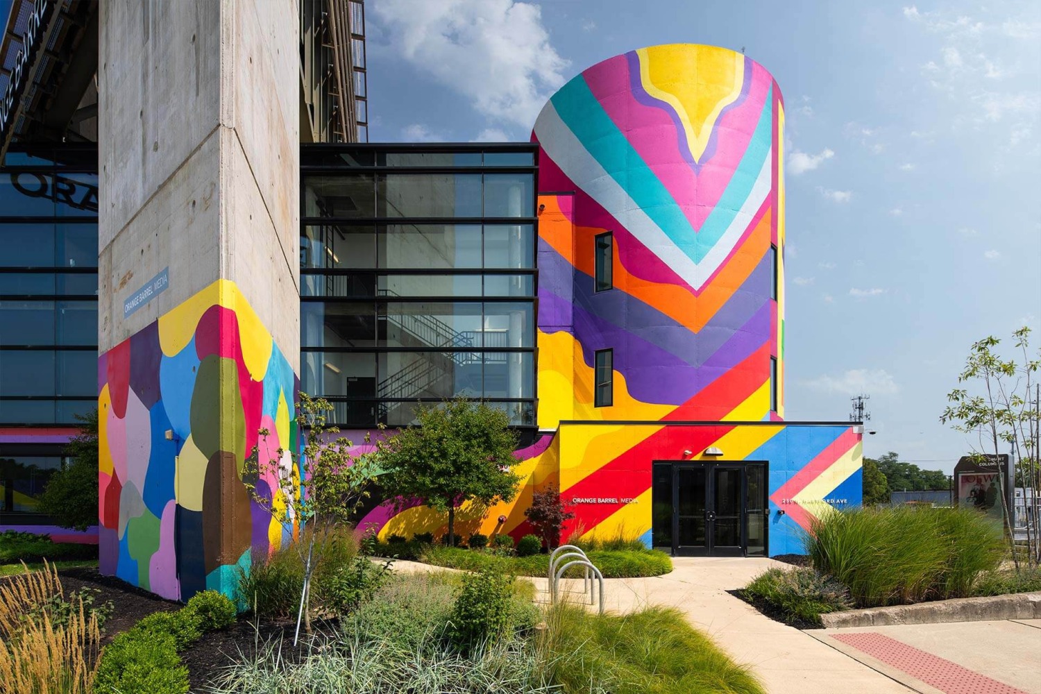 Sarah Cain This is the thing they call life, 2023 permanent installation at Orange Barrel Media,Columbus, OH