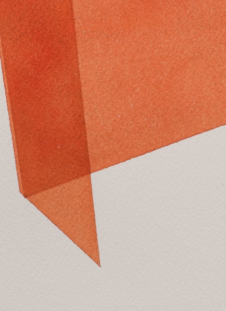 Kate Shepherd Orange, Folding Wall, #78, 2023 Watercolor on Arches paper Framed Dimensions: 18 7/8 x 15 1/8 x 1 1/2 inches 47.9 x 38.4 x 3.8 cm
