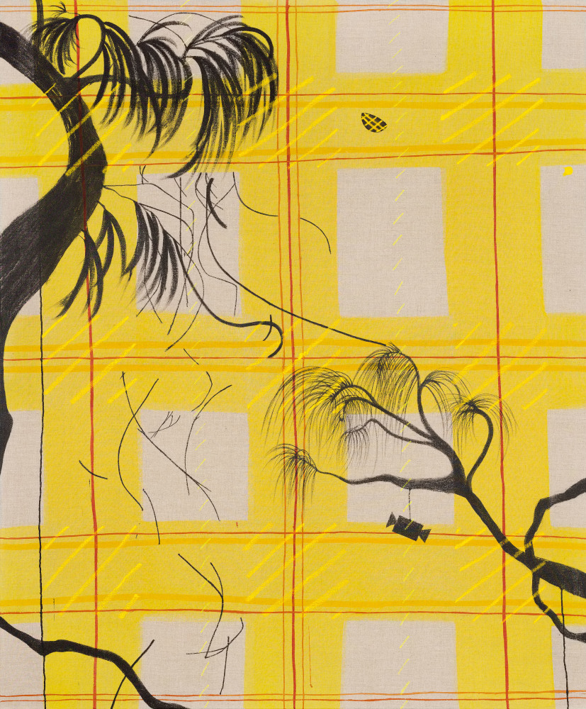 Caragh Thuring Plant, 2018 Signed and dated verso Acrylic, Japanese ink, oil stick, oil and pigment on linen 65 x 54 inches 165.1 x 137.2 cm