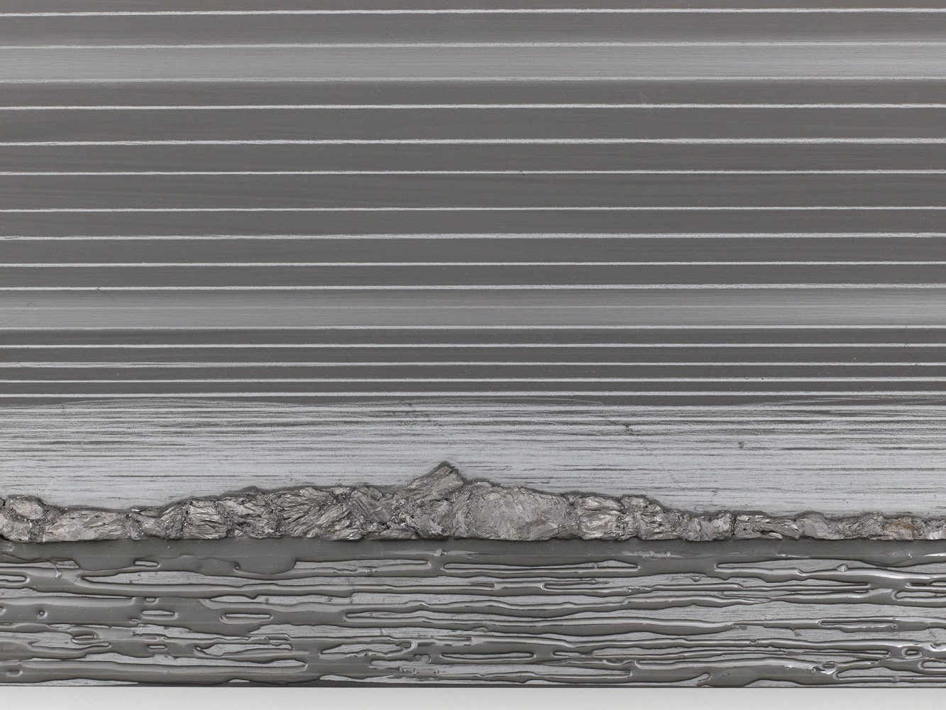 Teresita Fernández Nocturnal (Mirage), 2017 Solid graphite on wood panel 8 panels total 40 x 108 x 2 inches overall (101.6 x 274.3 x 5.1 cm)