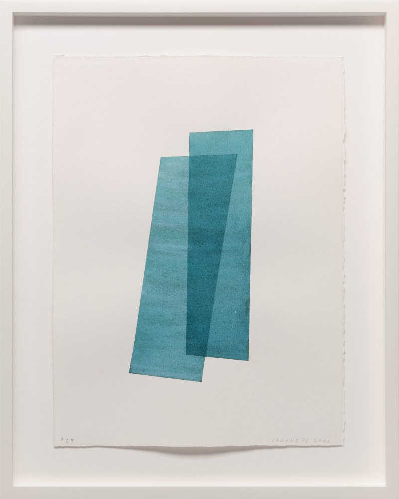 Kate Shepherd Turquoise, Leaning Planks, #59, 2022 Watercolor on Arches paper Framed Dimensions: 18 7/8 x 15 1/8 x 1 1/2 inches 47.9 x 38.4 x 3.8 cm