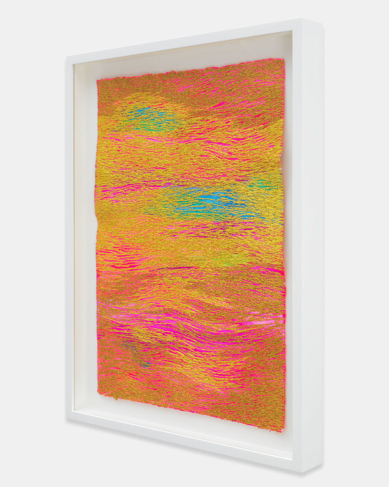 Jessie Henson Untitled, 2023 Polyester thread and acrylic gouache on paper Framed Dimensions: 17 5/8 x 13 3/8 x 1 5/8 inches 44.8 x 34 x 4.1 cm Paper Dimensions: 15 1/4 x 11 inches 38.7 x 27.9 cm